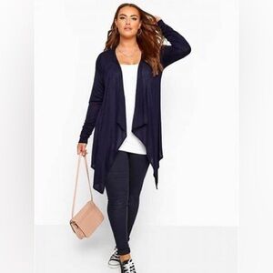 Anthropologie Laurie b. Navy Cashmere/Cotton Waterfall Cardigan Lagenlook Small